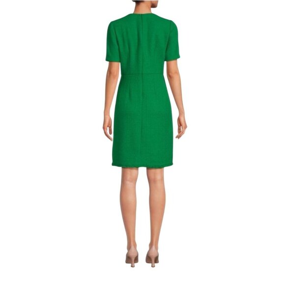 Nanette Lepore Faux Pearl Tweed Sheath Dress Kelly Green Fully Lined Size 12 - Picture 4 of 9